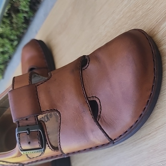 Birkenstock Virginia Brown Leather Shoes with CutoutsMade in Germany Size L8 M6 - Picture 4 of 12